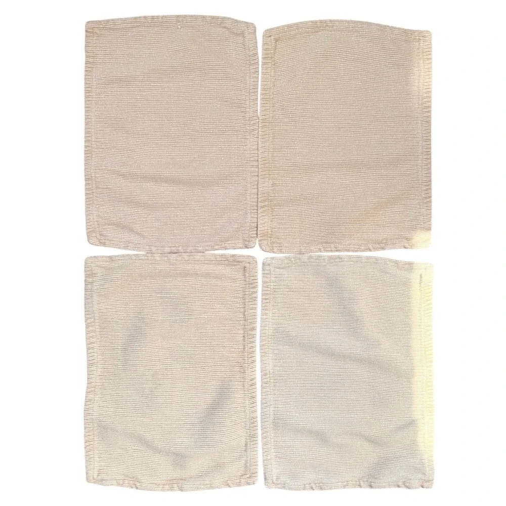 Pier 1 Imports Agra Rib‎ Khaki Placemats Set 4 Vintage Cotton Rayon Ribbed 13x19